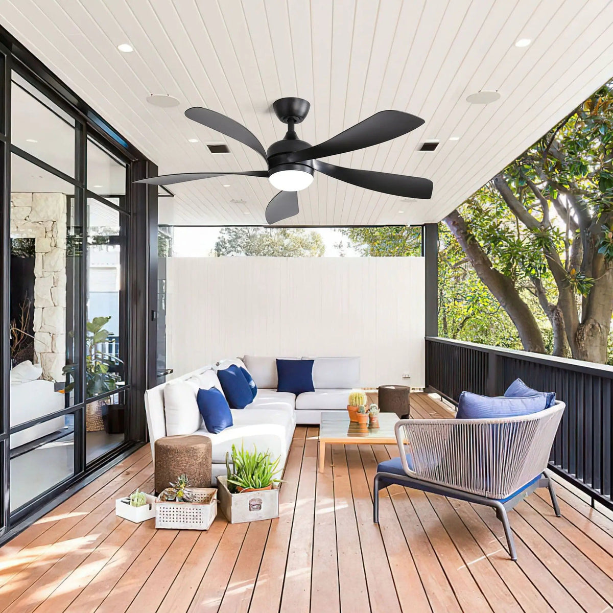 Ceiling Fan & DC Motor And Integrated Light | 3 Pieces | Wood | Home
