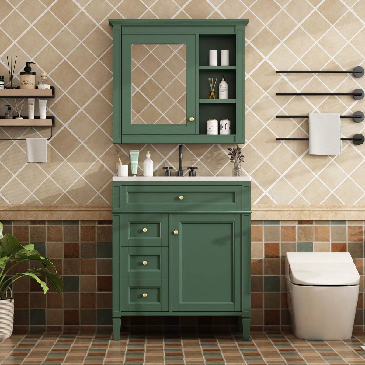 Bathroom Vanity With Medicine Cabinet | Royal Mirror Cabinet | Modern Storage | Unique Pattern Design