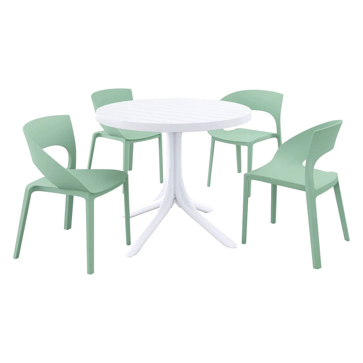 4 Piece Set Of Modern Designed Single Chairs With Round Table | 4-Piece Set | Metal | Outdoor Living