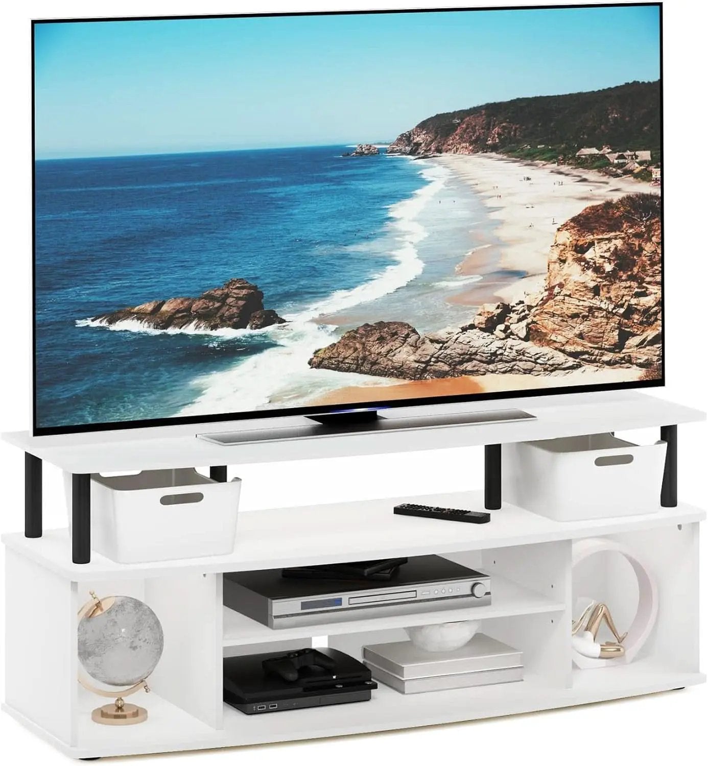 Jaya Large Entertainment Center For 55 Inch TV White And Black from PriceLows™