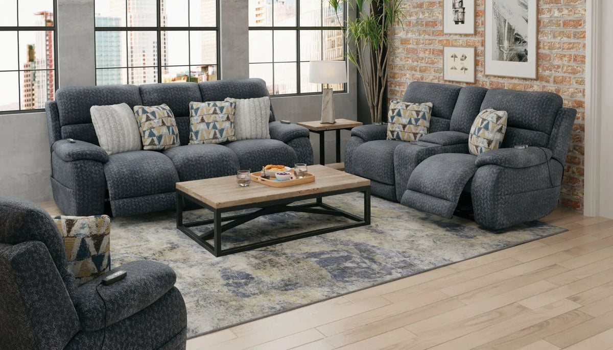 Joya Power Headrest Power Lay Flat Reclining Console Loveseat With CR3 | 2 Pieces | Living Room Furniture | Living Room