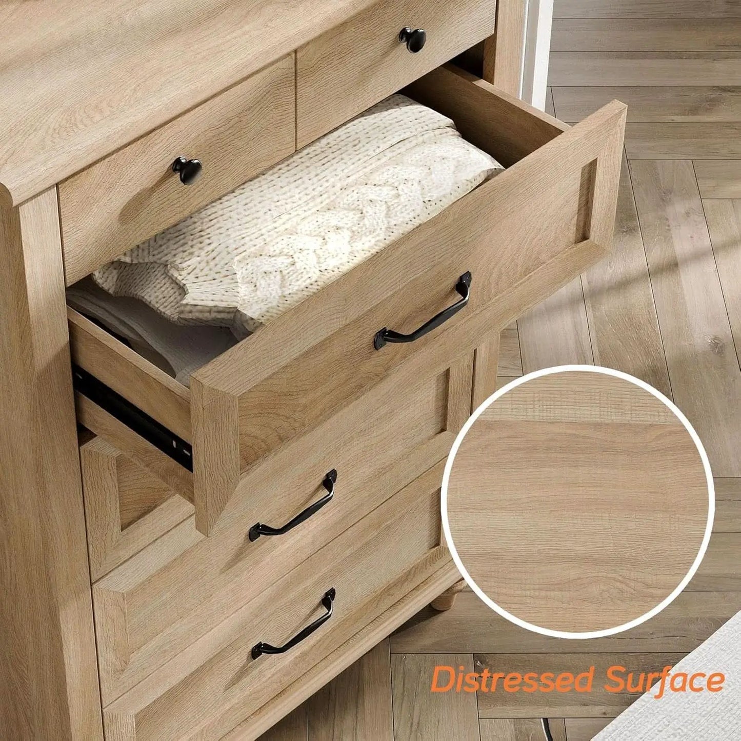 Oak Midcentury Dresser Five Drawers Storage Organizer from PriceLows™