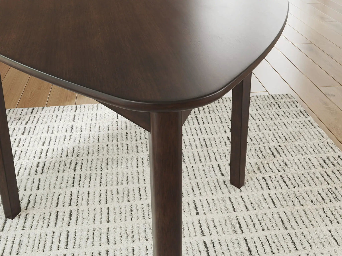 Shorbyn Triangle Dining Table | Merlot Finish | Hardwood Solids | Compact 35 Inch Size