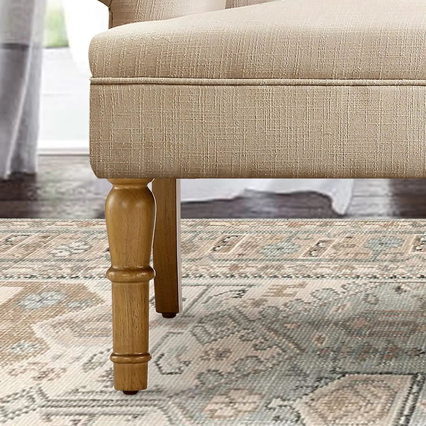 Warm Beige Tufted Loveseat Sofa Set With Rolled Arms And Linen Fabric from PriceLows™