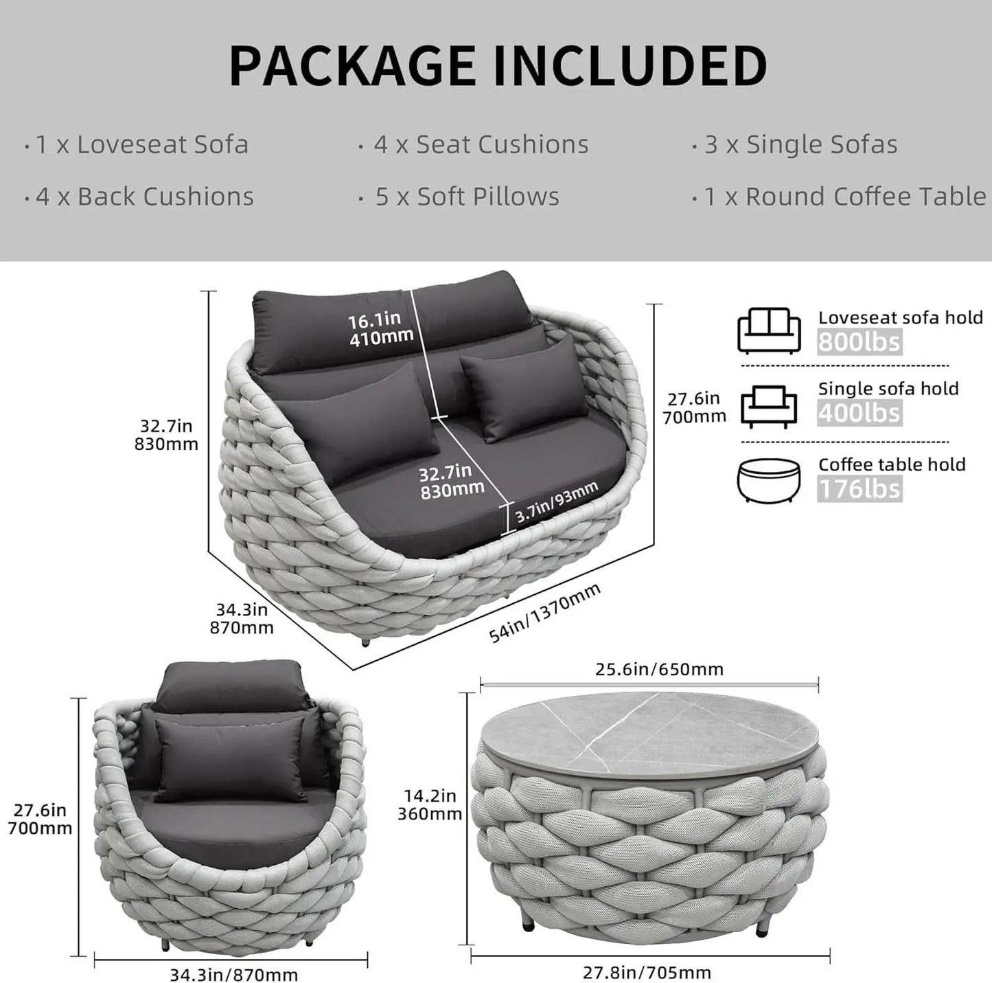 Six Piece Aluminum Patio Furniture Set With Cushions from PriceLows™
