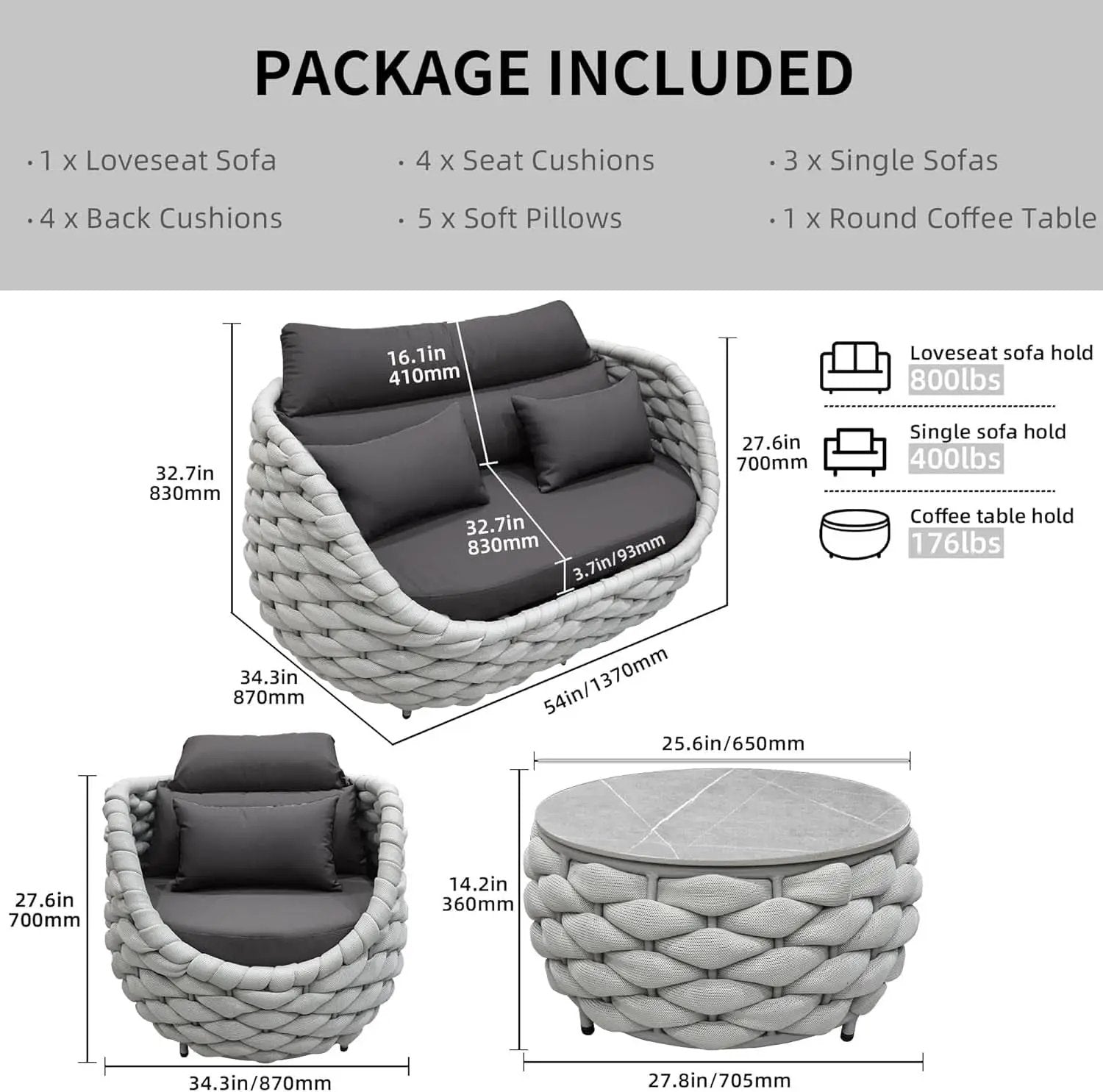 Six Piece Aluminum Patio Furniture Set With Cushions from PriceLows™