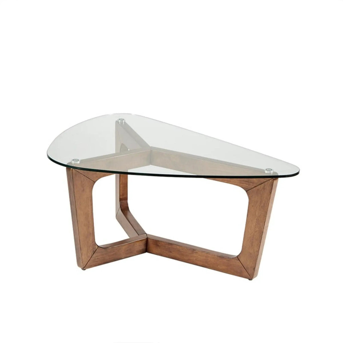 Walker Mid-Century Coffee Table | Brown | Solid Wood Frame | Tempered Glass Top