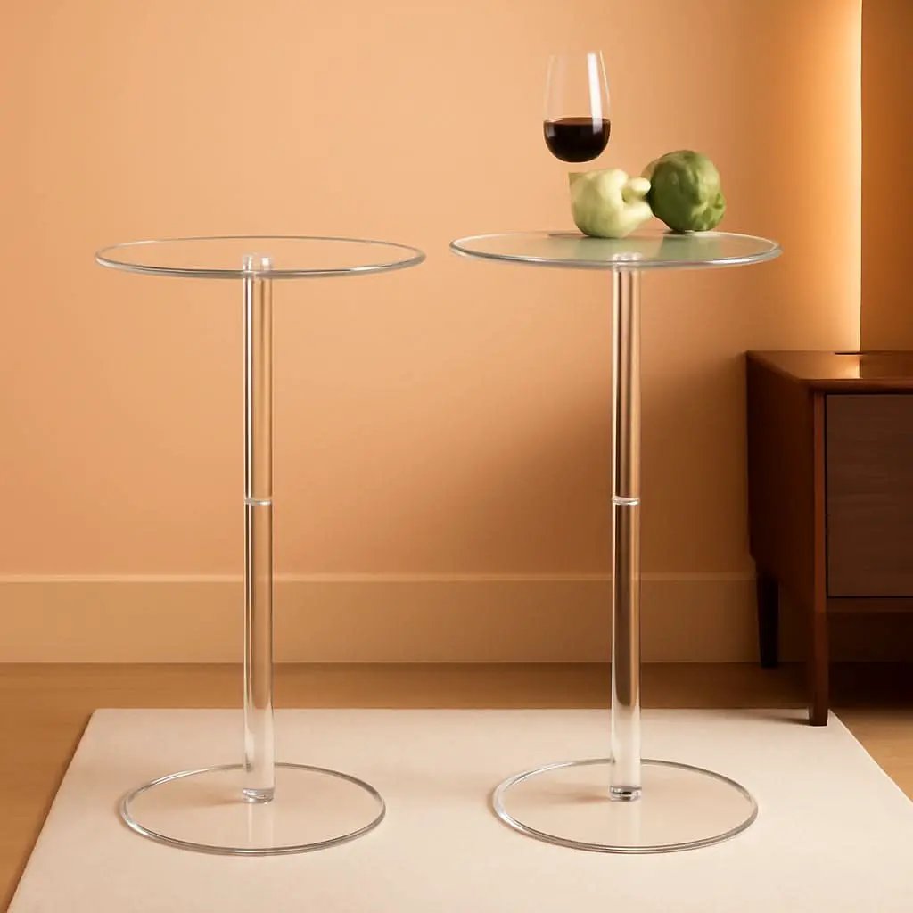 Two Piece Acrylic Side Tables Clear 10x10x24.2Inches from PriceLows™