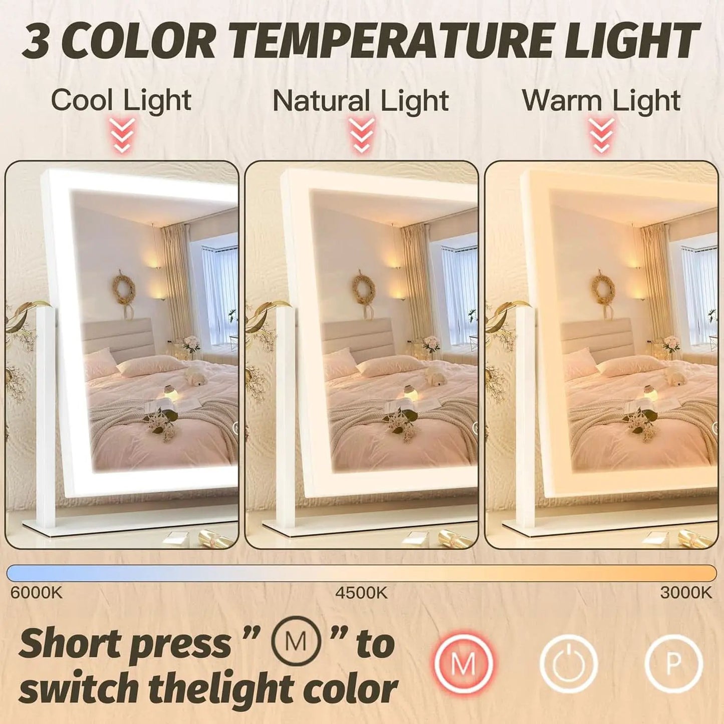 13x17 Makeup Vanity Mirror With Lights Dimmable Touch Screen from PriceLows™