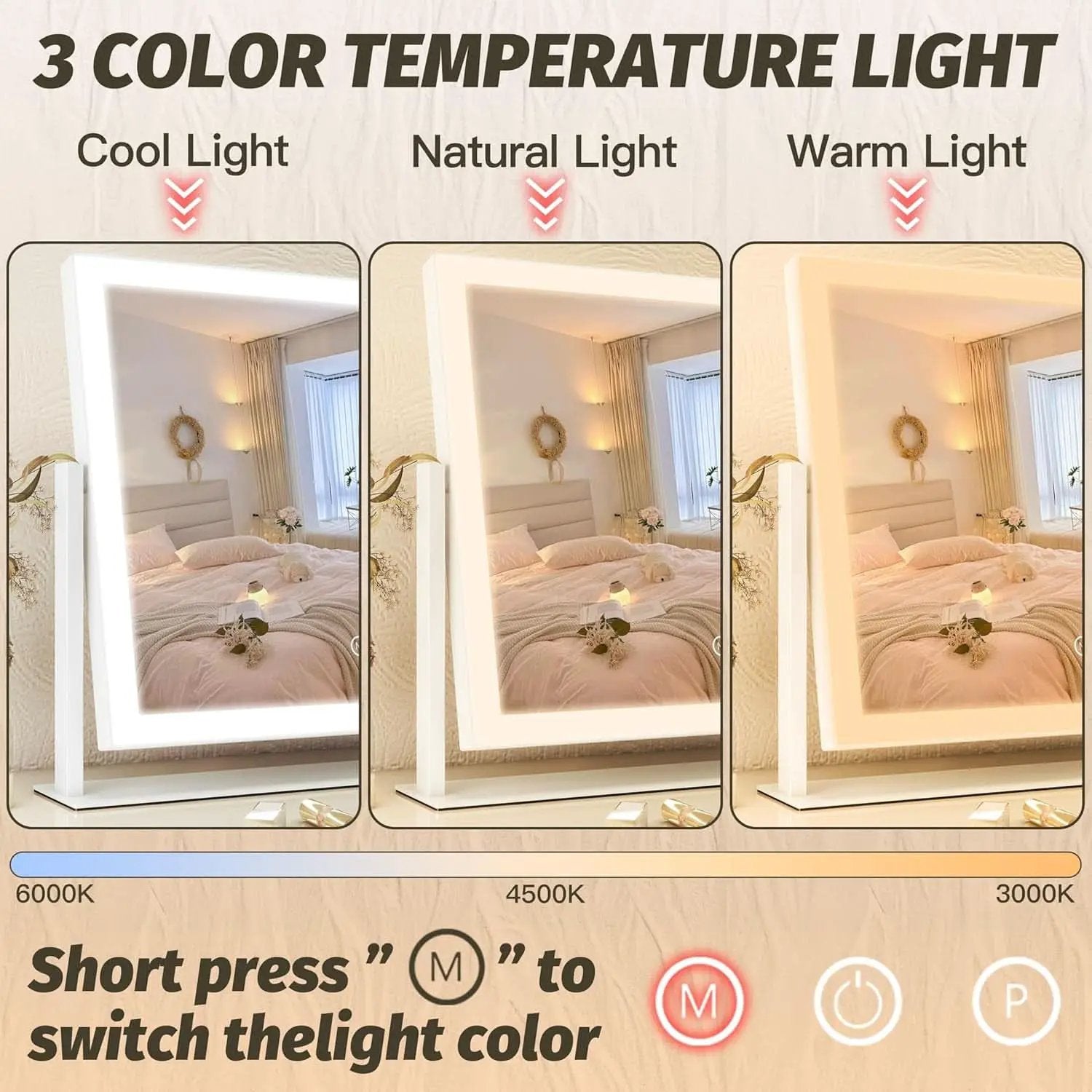 13x17 Makeup Vanity Mirror With Lights Dimmable Touch Screen from PriceLows™
