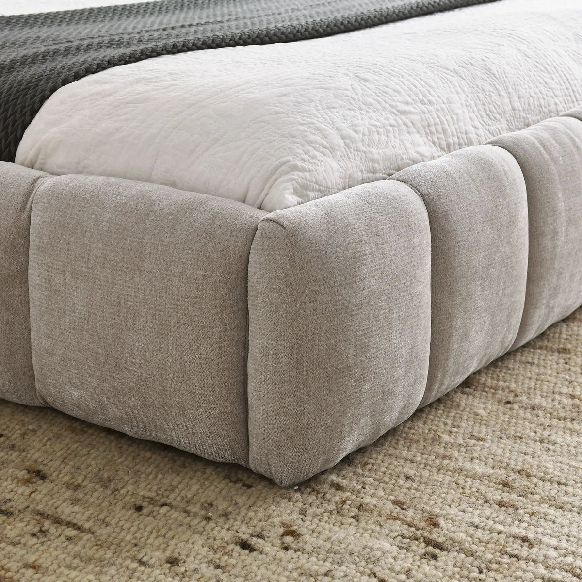 Modern Platform Storage Bed Frame | Thick Fabric Upholstery | Soft Headboard | Solid Construction