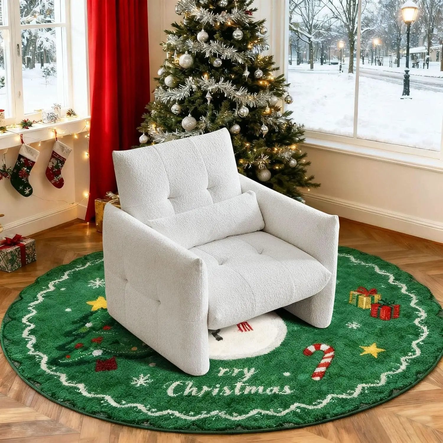 33.9 Inch Sherpa Fabric Upholstered Accent Armchair from PriceLows™