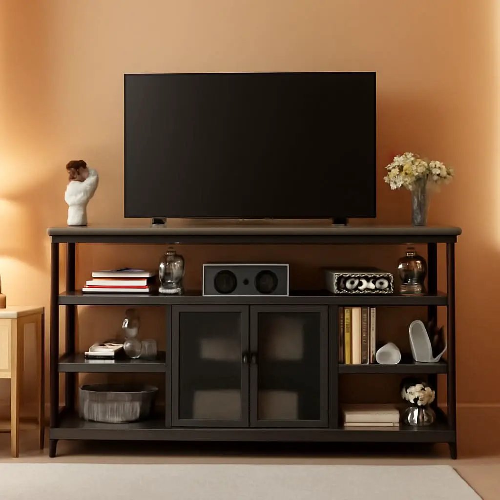 Tall TV Stand for 65 Inch TV With Storage Cabinet Grey Oak from PriceLows™