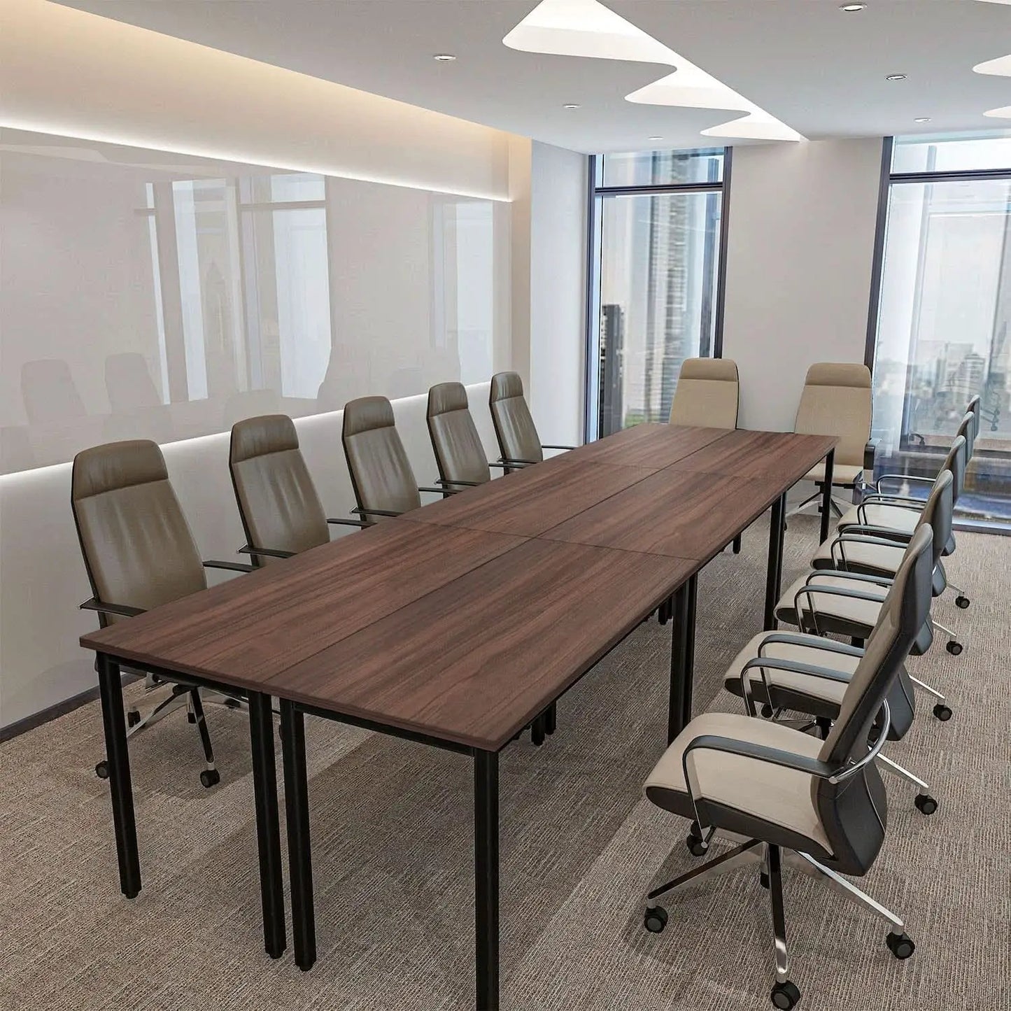 Durable Walnut Brown Conference Table For 14 Seats from PriceLows™