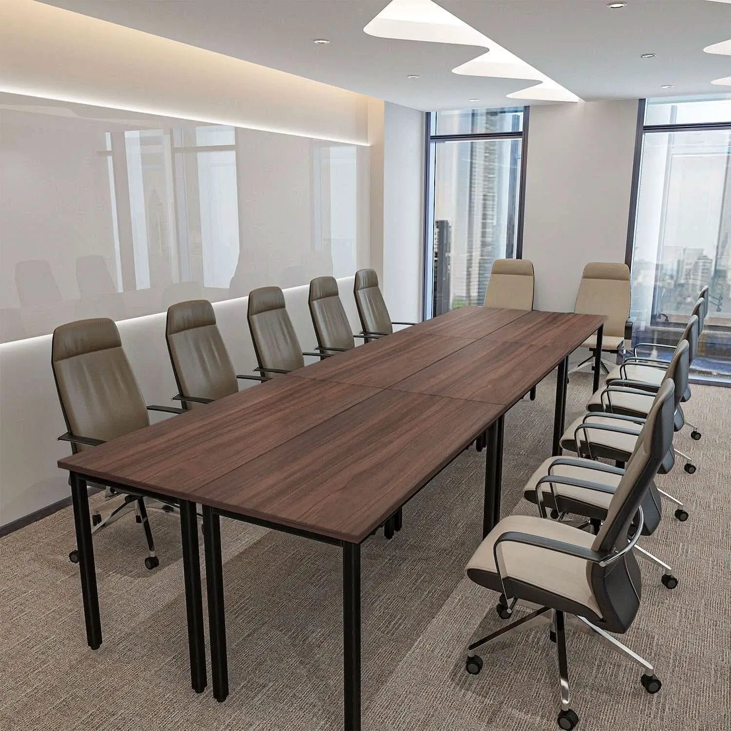 Durable Walnut Brown Conference Table For 14 Seats from PriceLows™