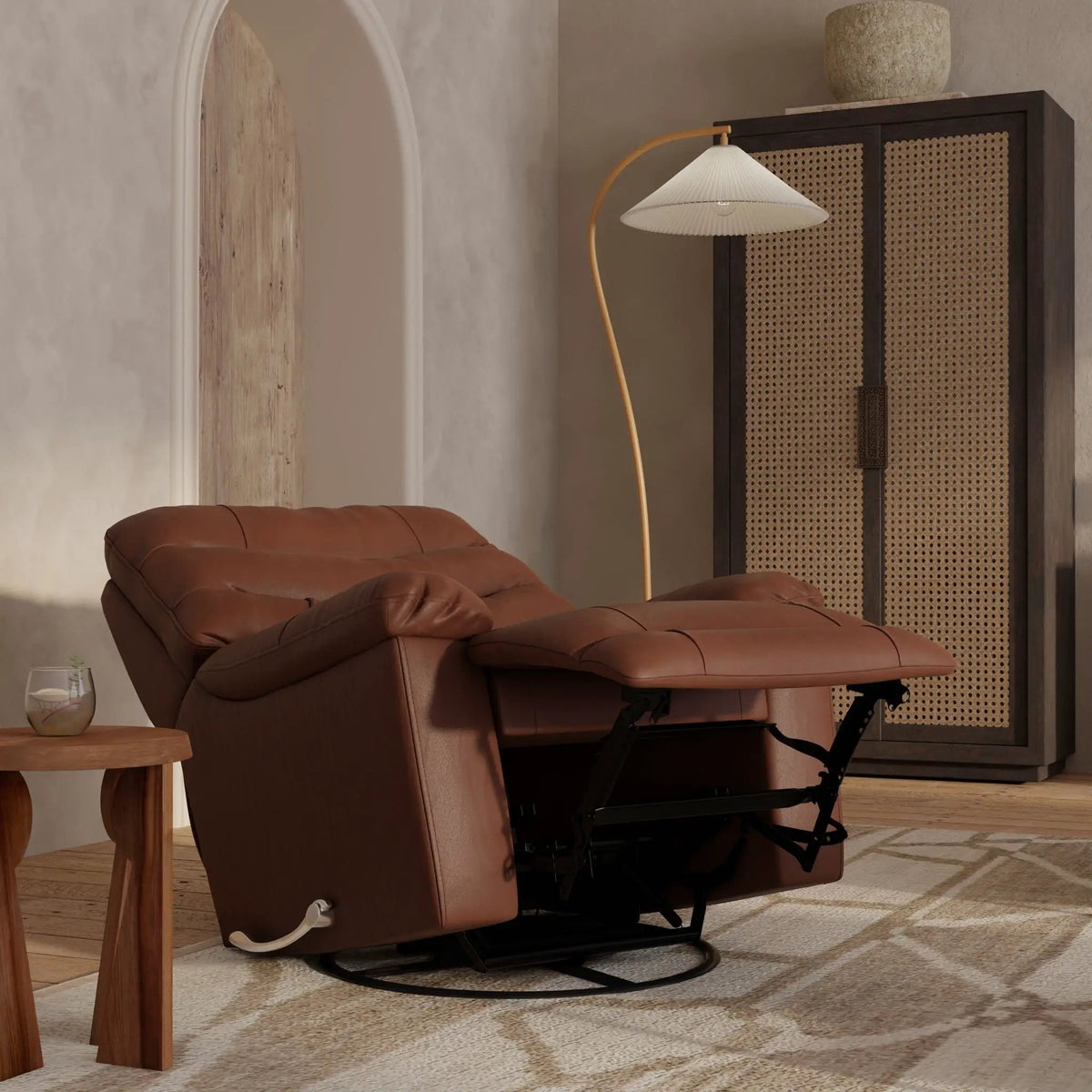 Oslo Antelope Swivel Glider Recliner | Manual Footrest | 360 Degree Swivel Base | No-Sag Suspension