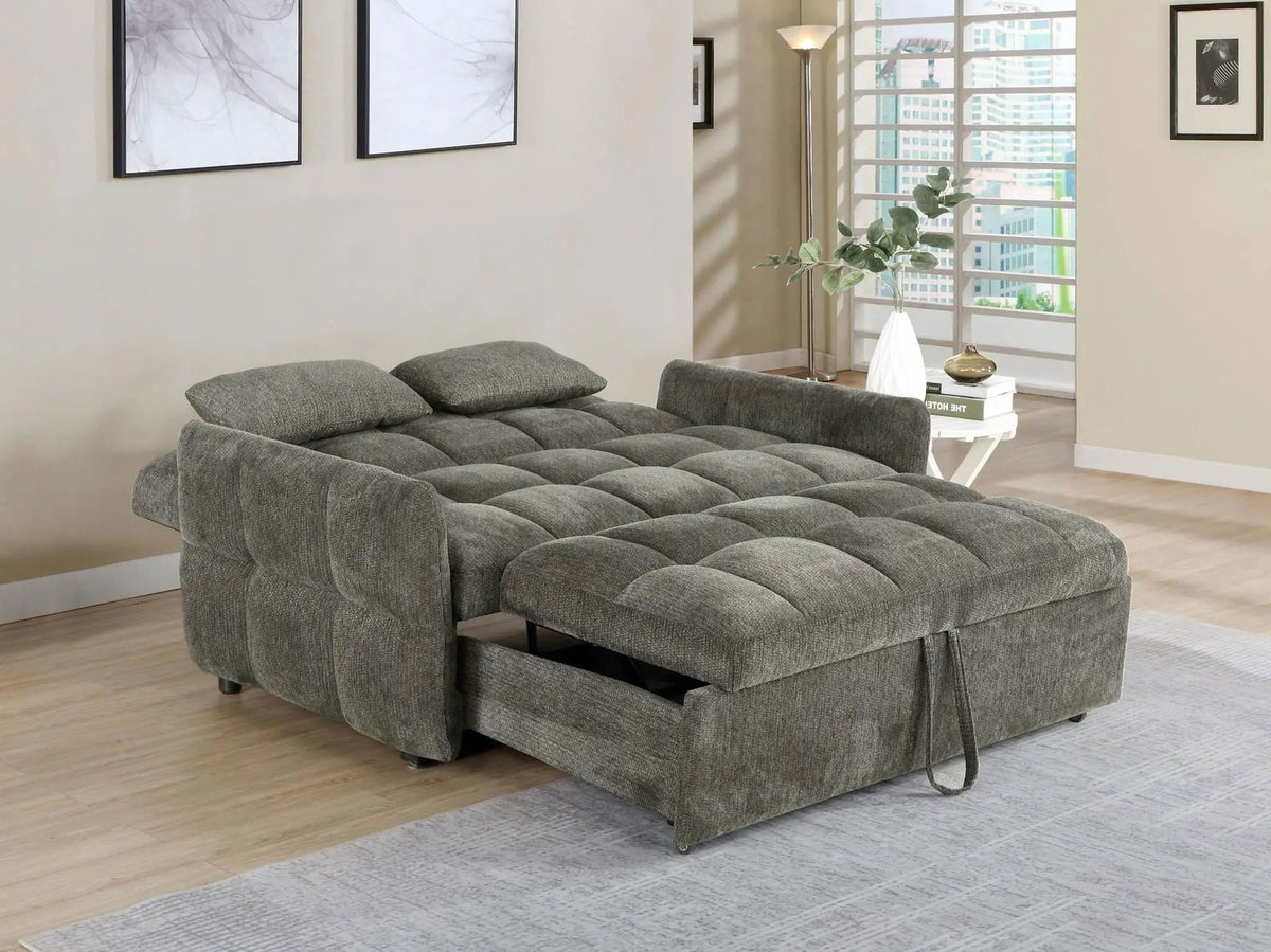 Cotswold Upholstered Convertible Sleeper Sofa Bed Dark | 59 x 32.25 x 36 in | Chenille | Grey