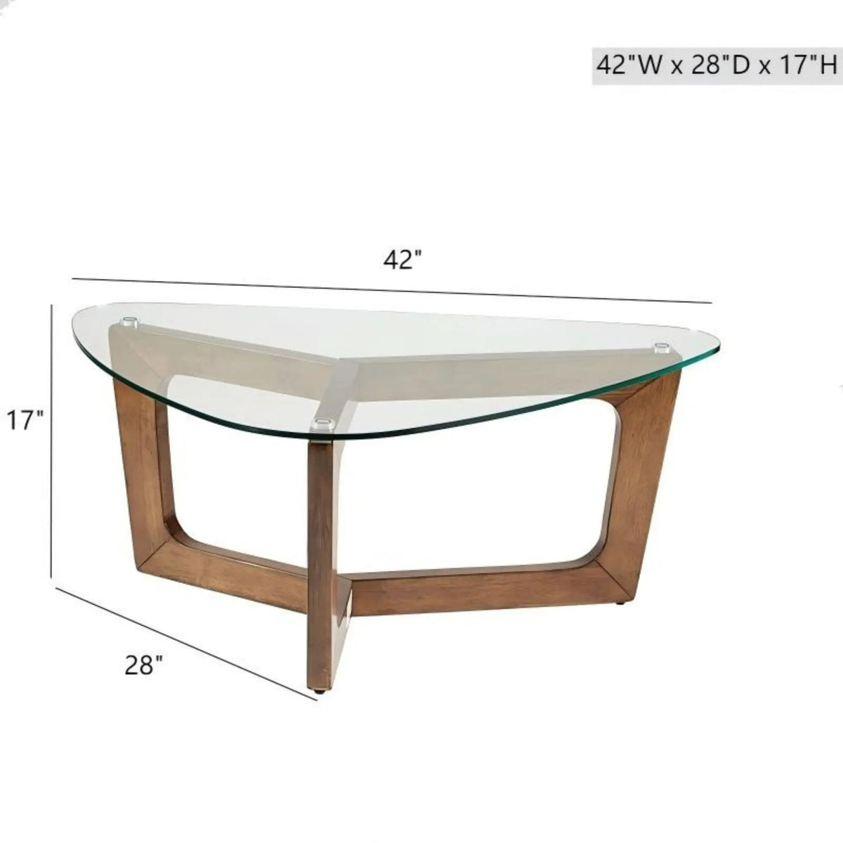 Walker Mid-Century Coffee Table | Brown | Solid Wood Frame | Tempered Glass Top