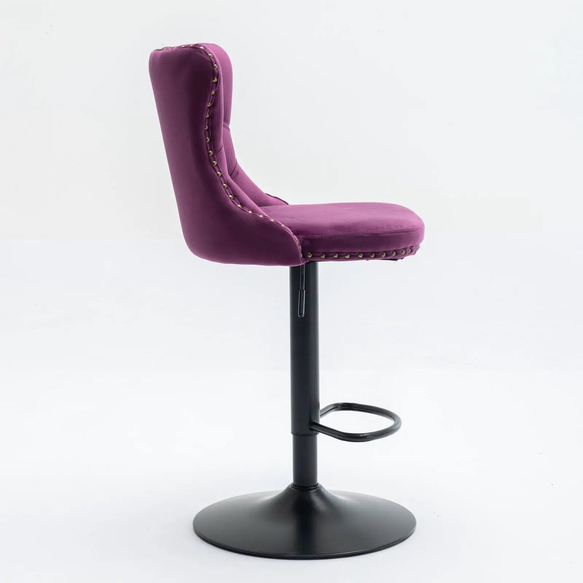 Swivel Barstools | Adjustable Height | Tufted Back With Nailheads | Set of 2
