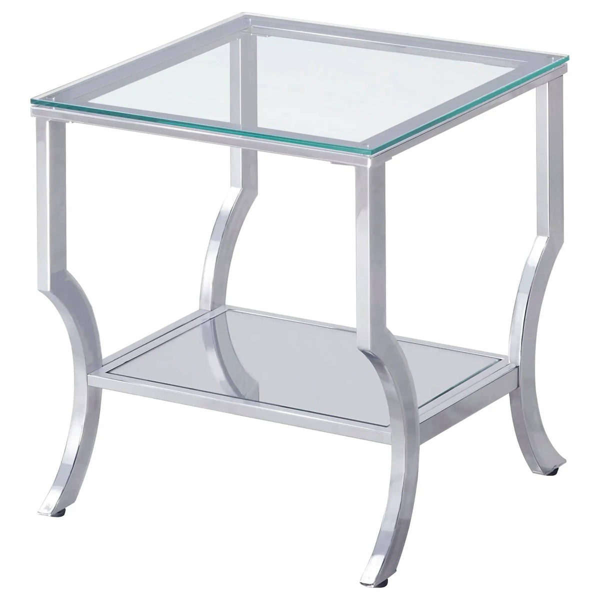 Saide 2-piece Glass Top Coffee and End Table Set Chrome | 2-Piece Set | Tempered Glass | Dining Room