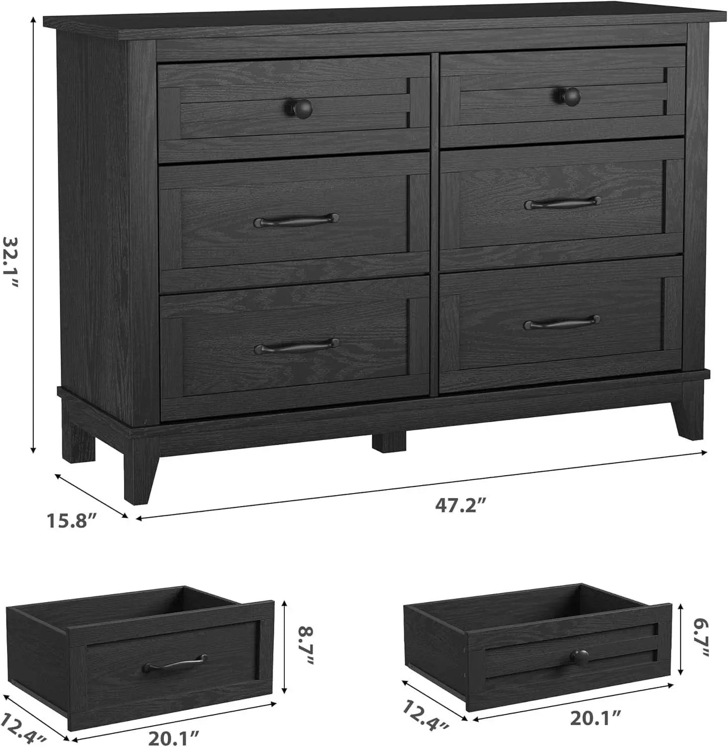 Forty Seven Inches Freestanding Dresser Drawers Deluxe from PriceLows™