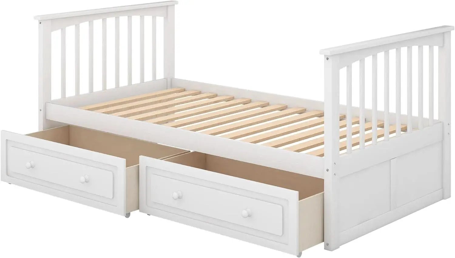 White Convertible Wood Twin Over Twin Bunk Bed With Storage Drawers from PriceLows™