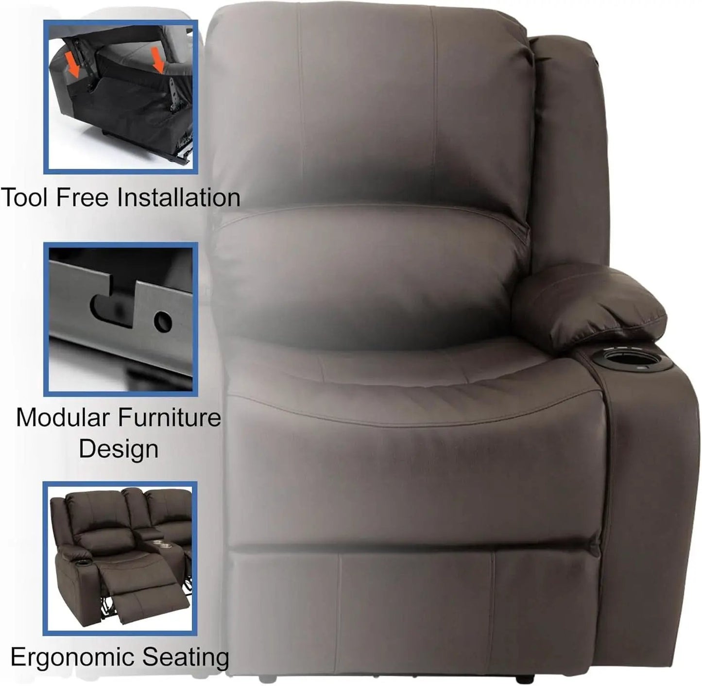 Powered Wall Hugger RV Recliner Sofa Loveseat 67In Chestnut from PriceLows™