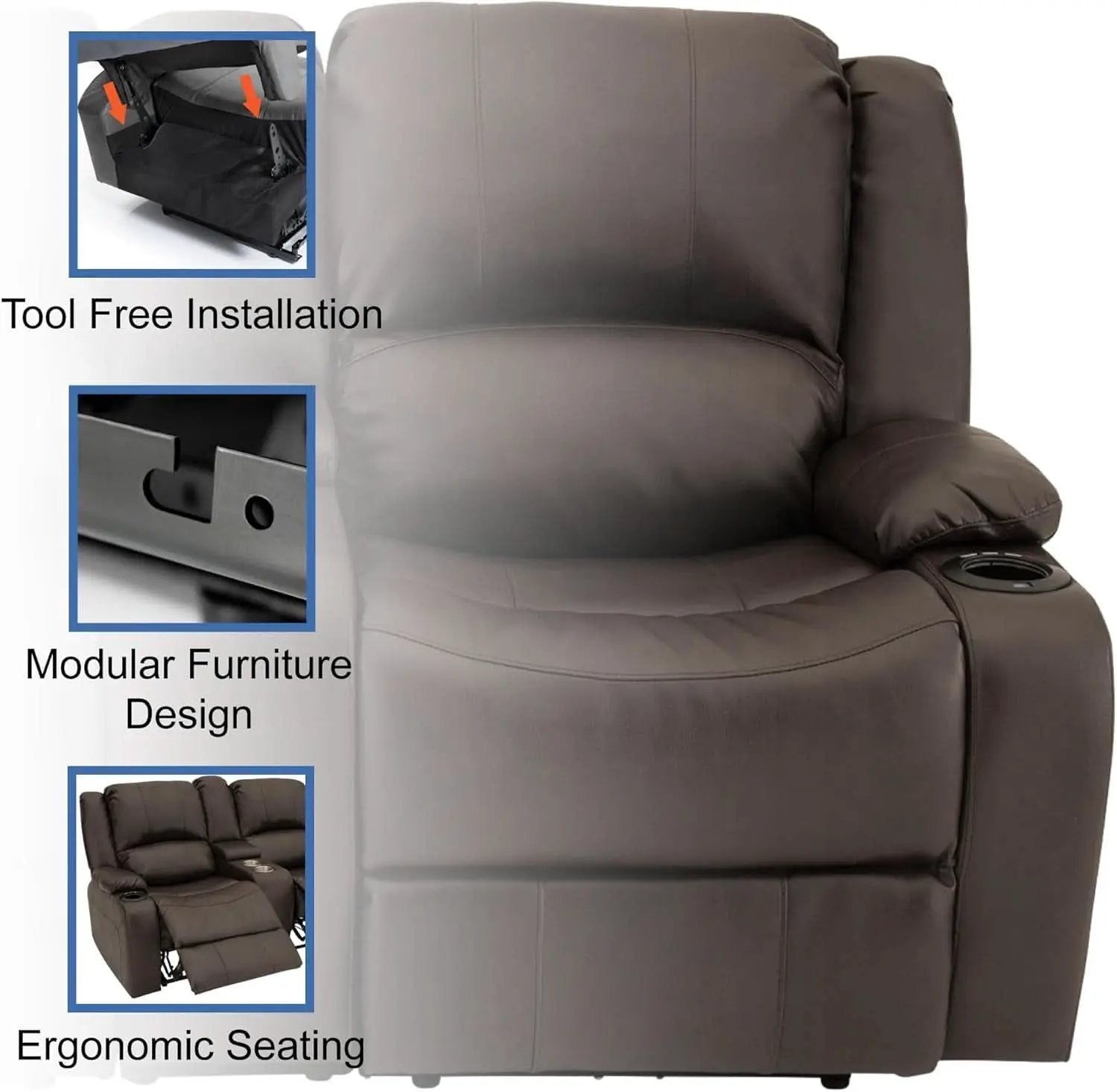 Powered Wall Hugger RV Recliner Sofa Loveseat 67In Chestnut from PriceLows™