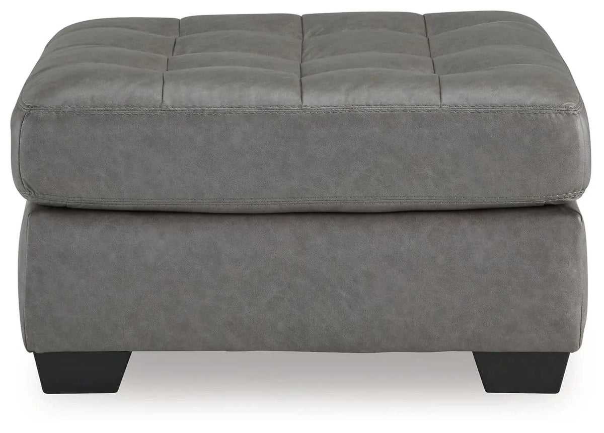 Clairette Court Oversized Accent Ottoman | 36 x 36 x 20 in | Faux Leather & Wood | Alloy
