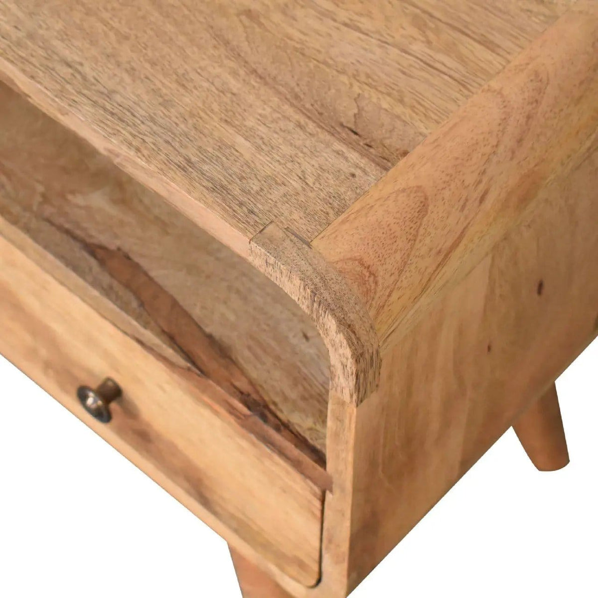 Mini Curved Media Unit - Media Chest | 23.62 x 11.81 x 17.72 in | Mango Wood | Oak