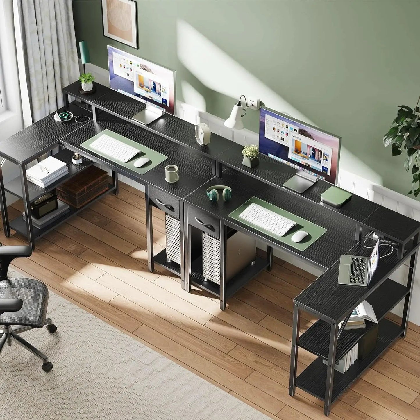 47 Inch L Shaped Desk With LED Lighting And Power Outlets from PriceLows™