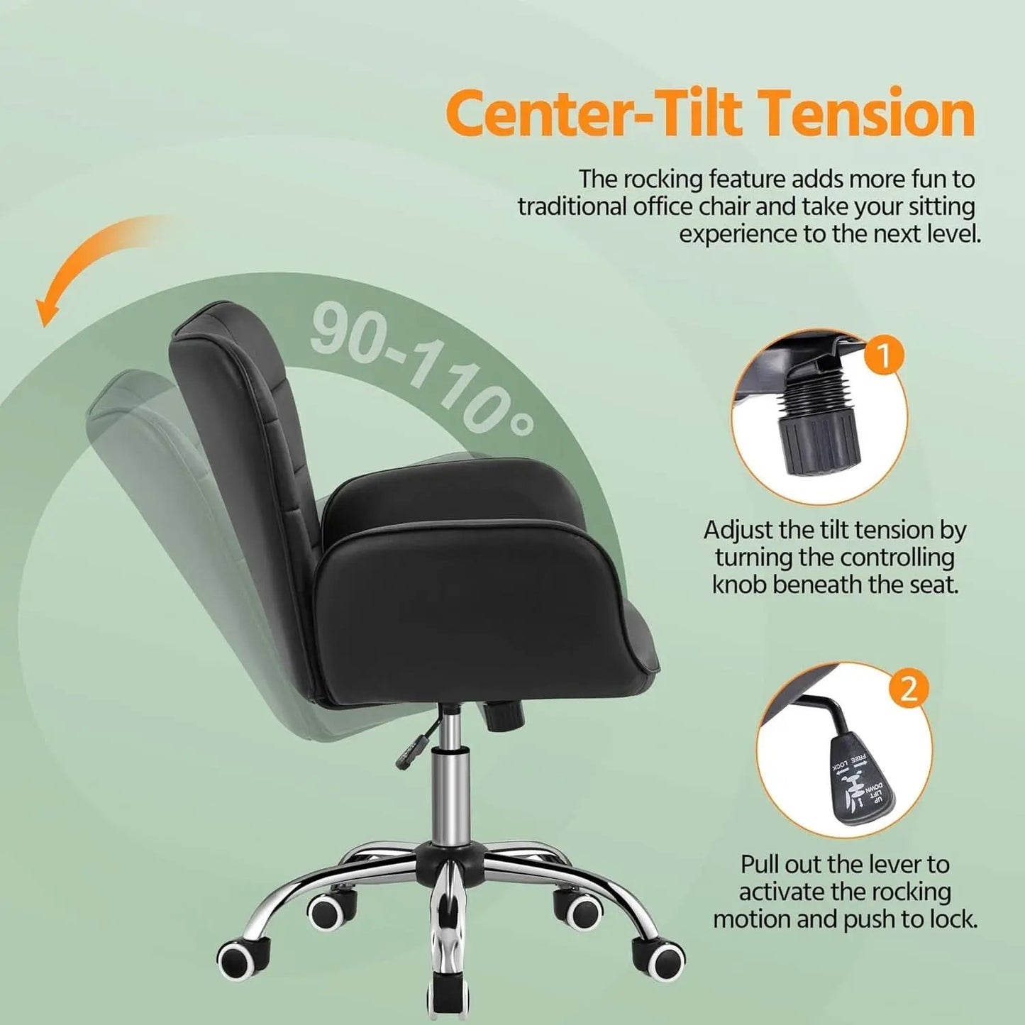 Ergonomic Office Chair 18.7 Inch Wide Seat Black Comfort from PriceLows™