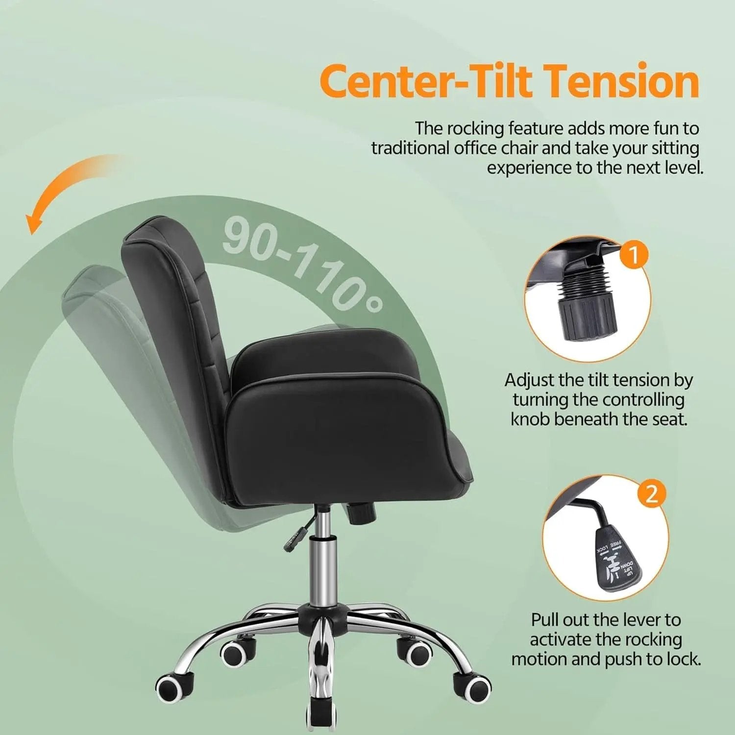 Ergonomic Office Chair 18.7 Inch Wide Seat Black Comfort from PriceLows™