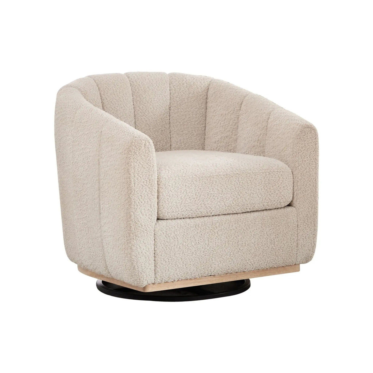 Swivel Upholstered Barrel Chair With Metal Base | Swivel Chair | Fabric & Iron | Home