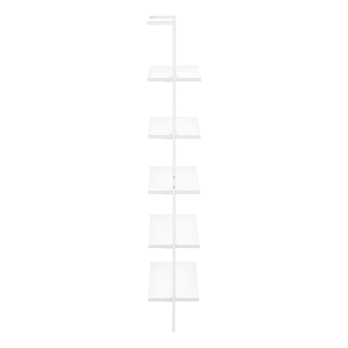 5 Tier Ladder Etagere Bookcase | 72 Inch Height | Satin Metal Frame | Open Shelves