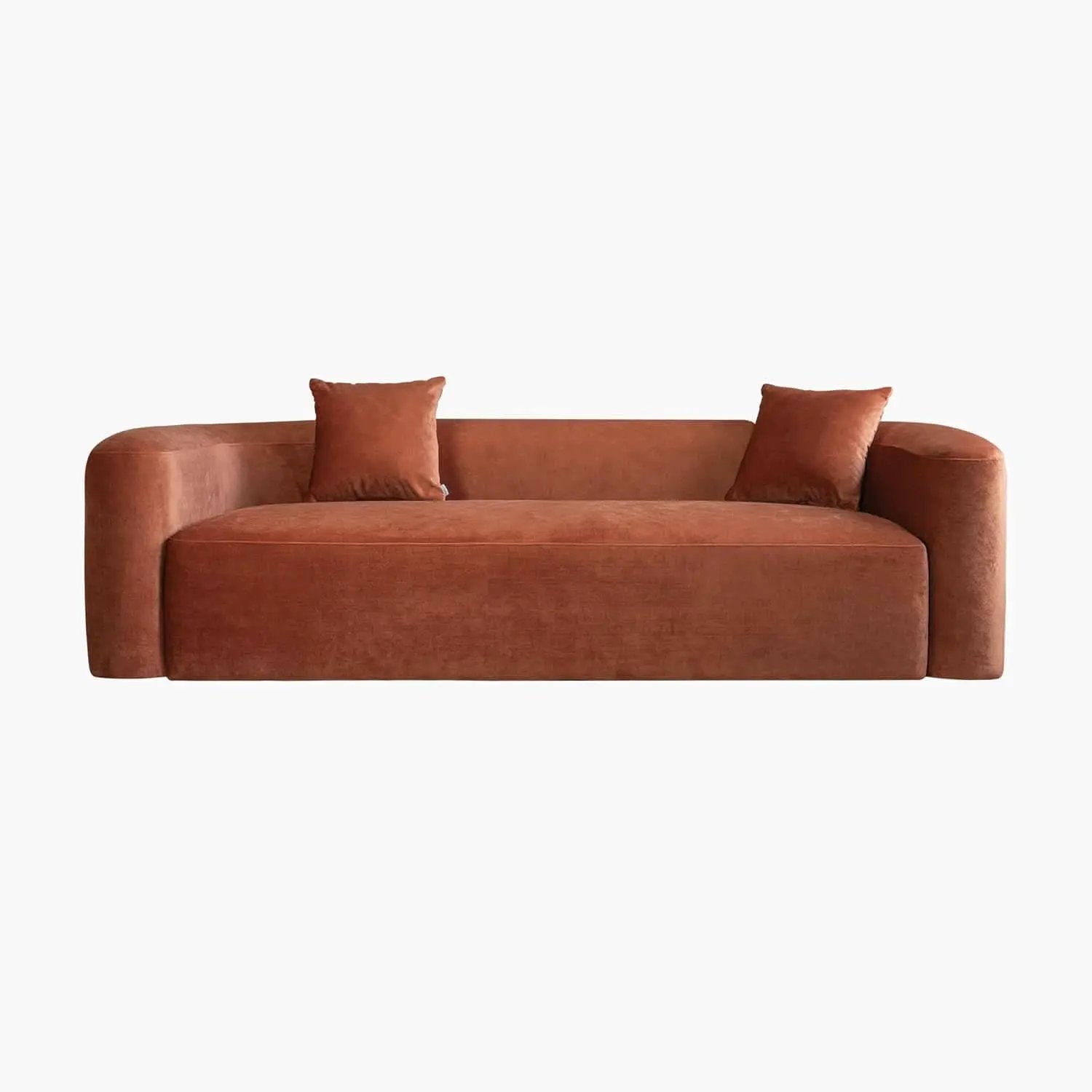 Modern Velvet 3-Seater Sofa in Tangerine with Curved Back Design from PriceLows™