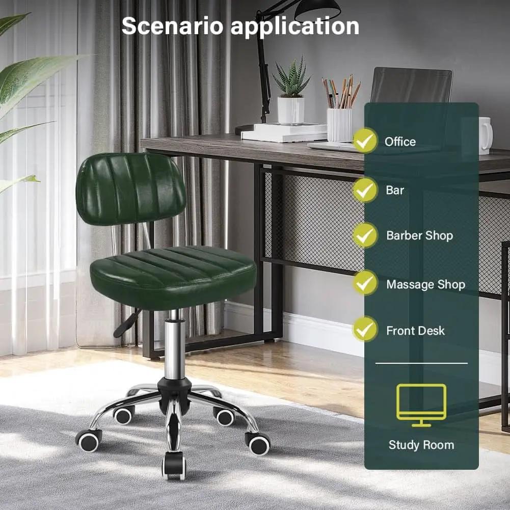 Green Height Adjustable Swivel Stool With Wheels Backrest from PriceLows™