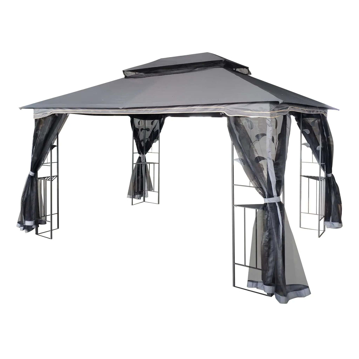 Patio Gazebo Tent With Ventilated Double Roof And Mosquito Net For Backyard Or | 2 Pieces | Steel & Iron | Outdoor Living