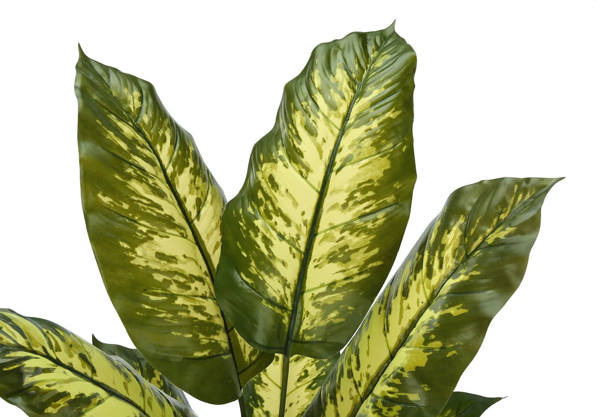 47 Inch Artificial Evergreen Tree | 12 Variegated Real Touch Leaves | Indoor Faux Floor Plant | Potted