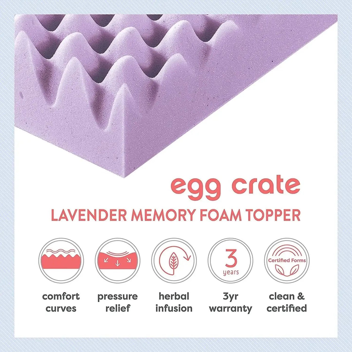 Lavender Infused Queen Memory Foam Topper for Comfort from PriceLows™