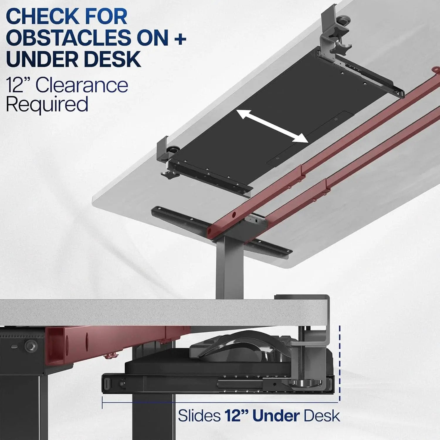 Under Desk Keyboard Tray 27x11 Inch C Clamp Mount Black from PriceLows™