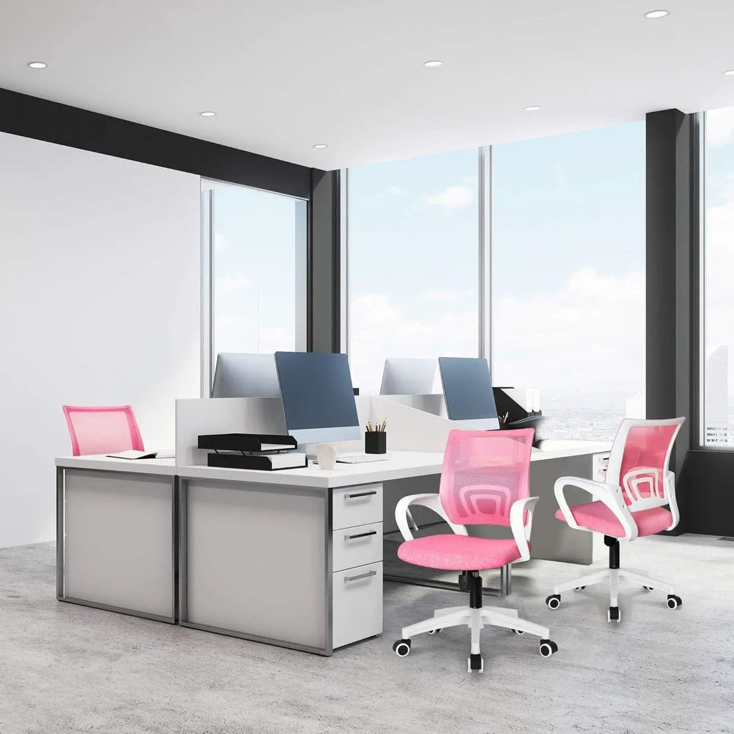 Ergonomic Pink Office Chair With Lumbar Support Mesh from PriceLows™
