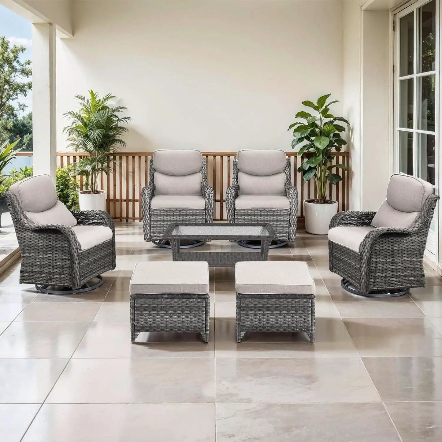 Swivel Rocker Patio Chairs Set with Cozy Coffee Table from PriceLows™