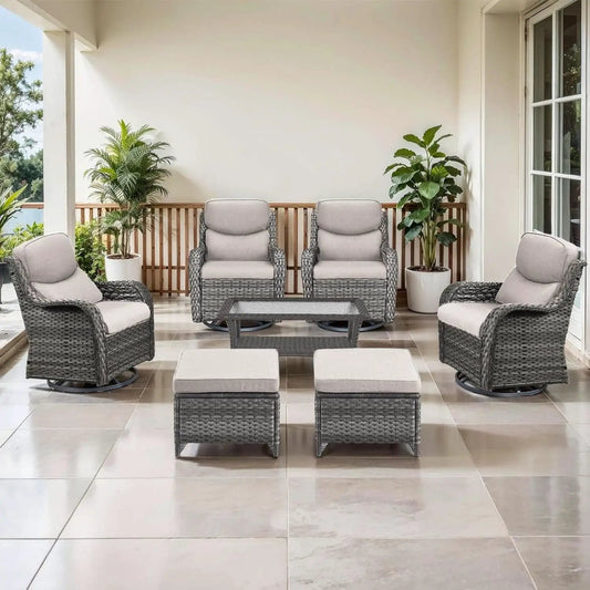 Swivel Rocker Patio Chairs Set with Cozy Coffee Table from PriceLows™