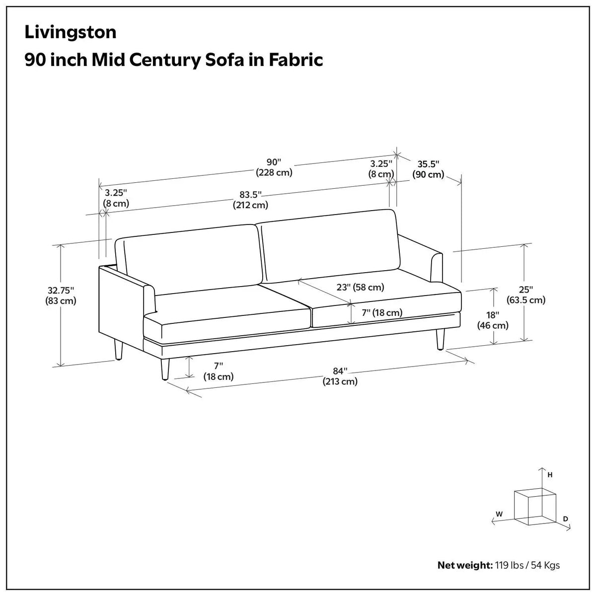 Livingston Upholstered Sofa | Genuine Aniline Leather | 7 Inch Thick Cushions | 76 Inch Length