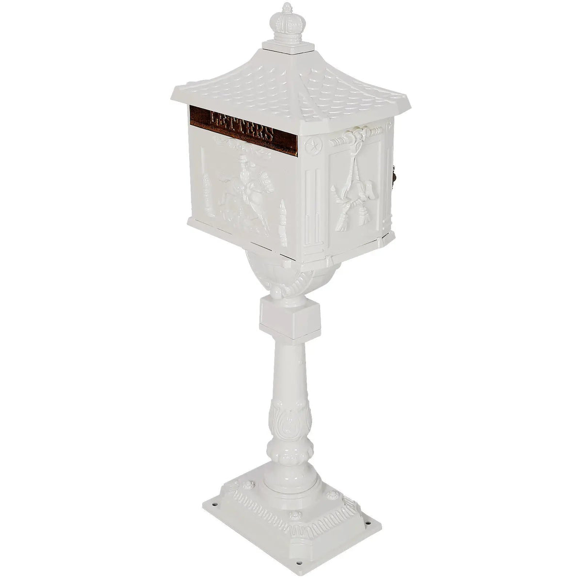 Cast Aluminum Mailbox | 45.5 Inch Height | Spacious Interior | Postal Box Design