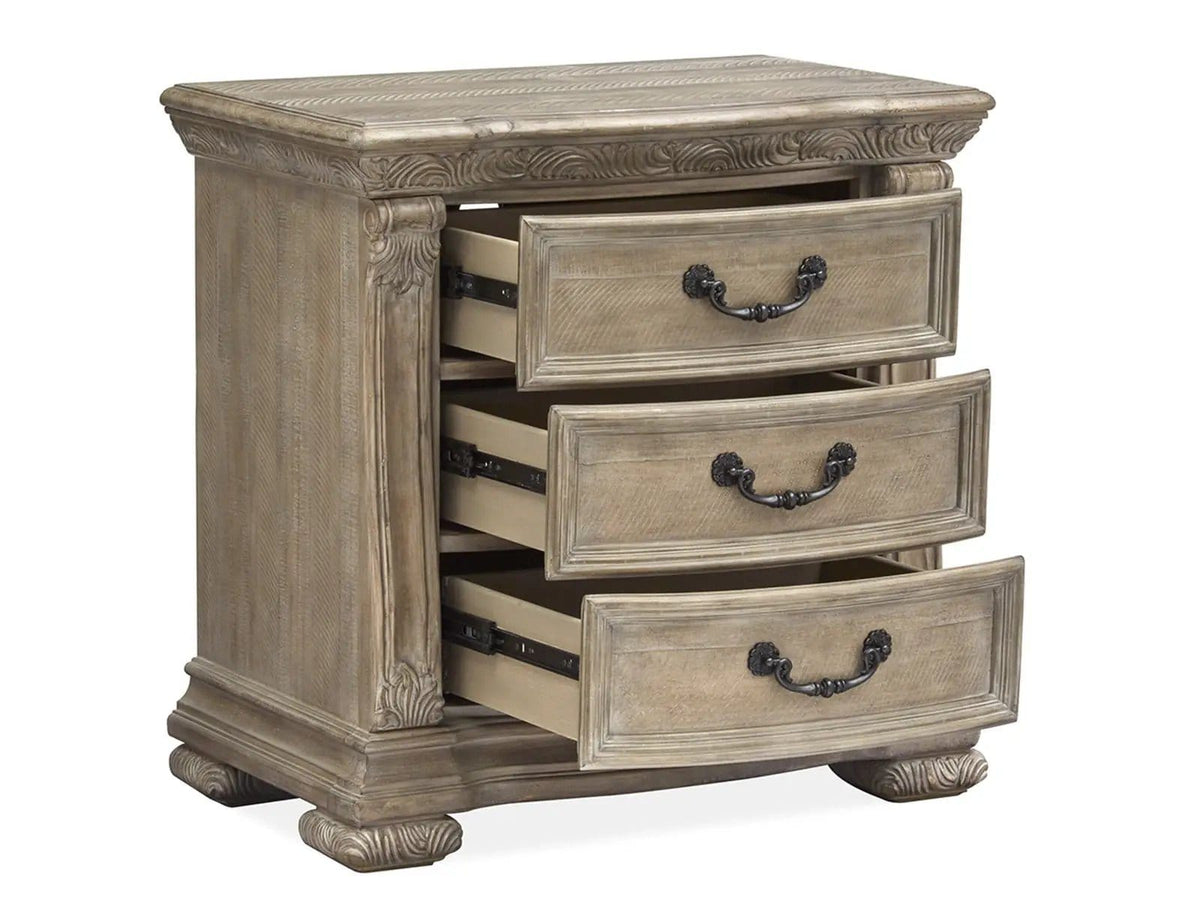 Marisol Drawer Nightstand Nightstands w/ Charging Station | 18 x 30 x 29.75 in | Bedroom Furniture | Fawn