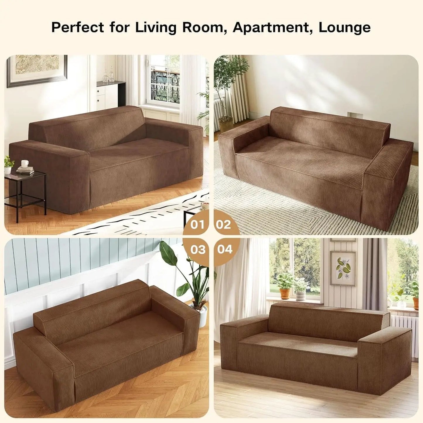 Sofa In A Box Memory Foam Brown Couch For Living Room from PriceLows™