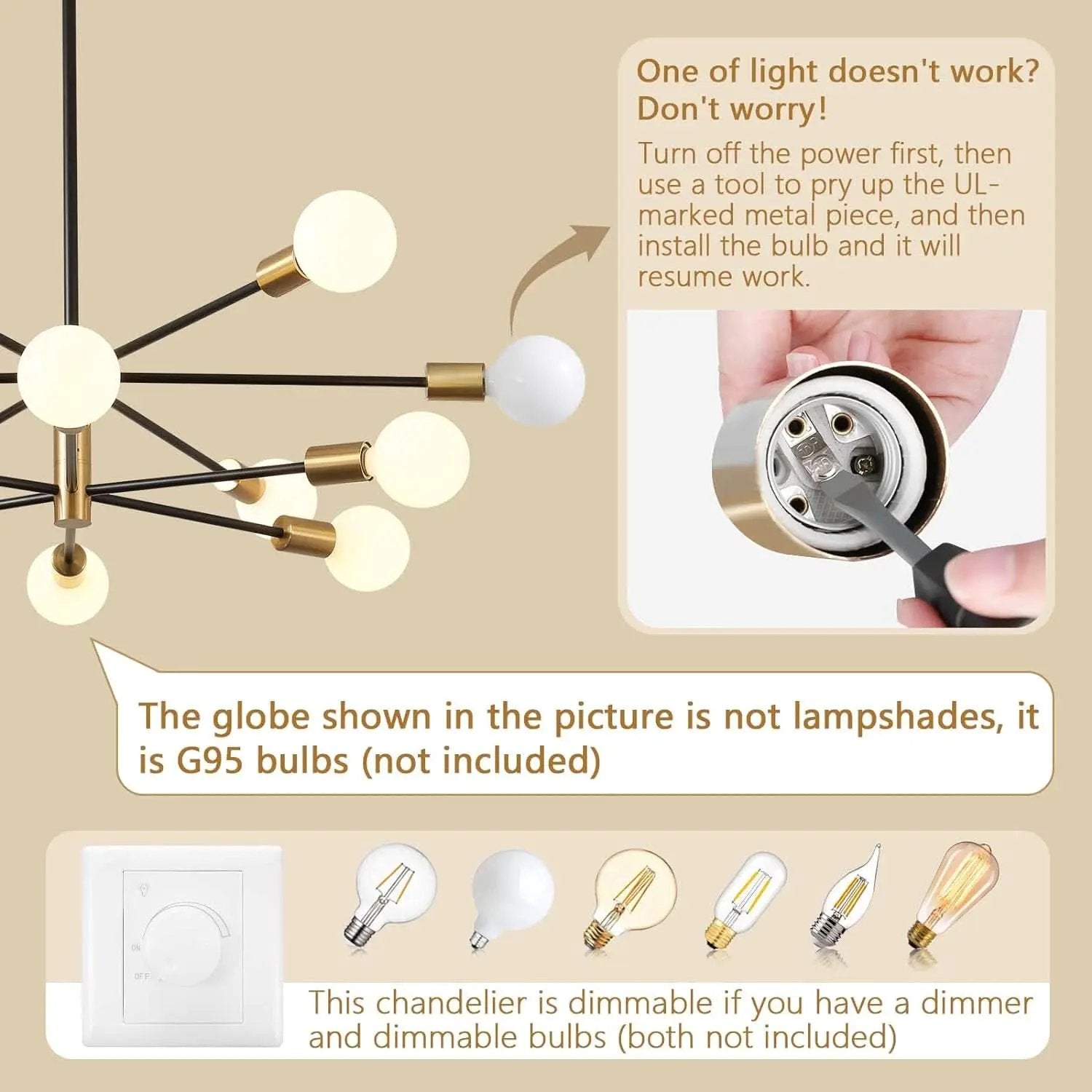Gold Black Sputnik Chandelier 12 Light With Adjustable Height from PriceLows™