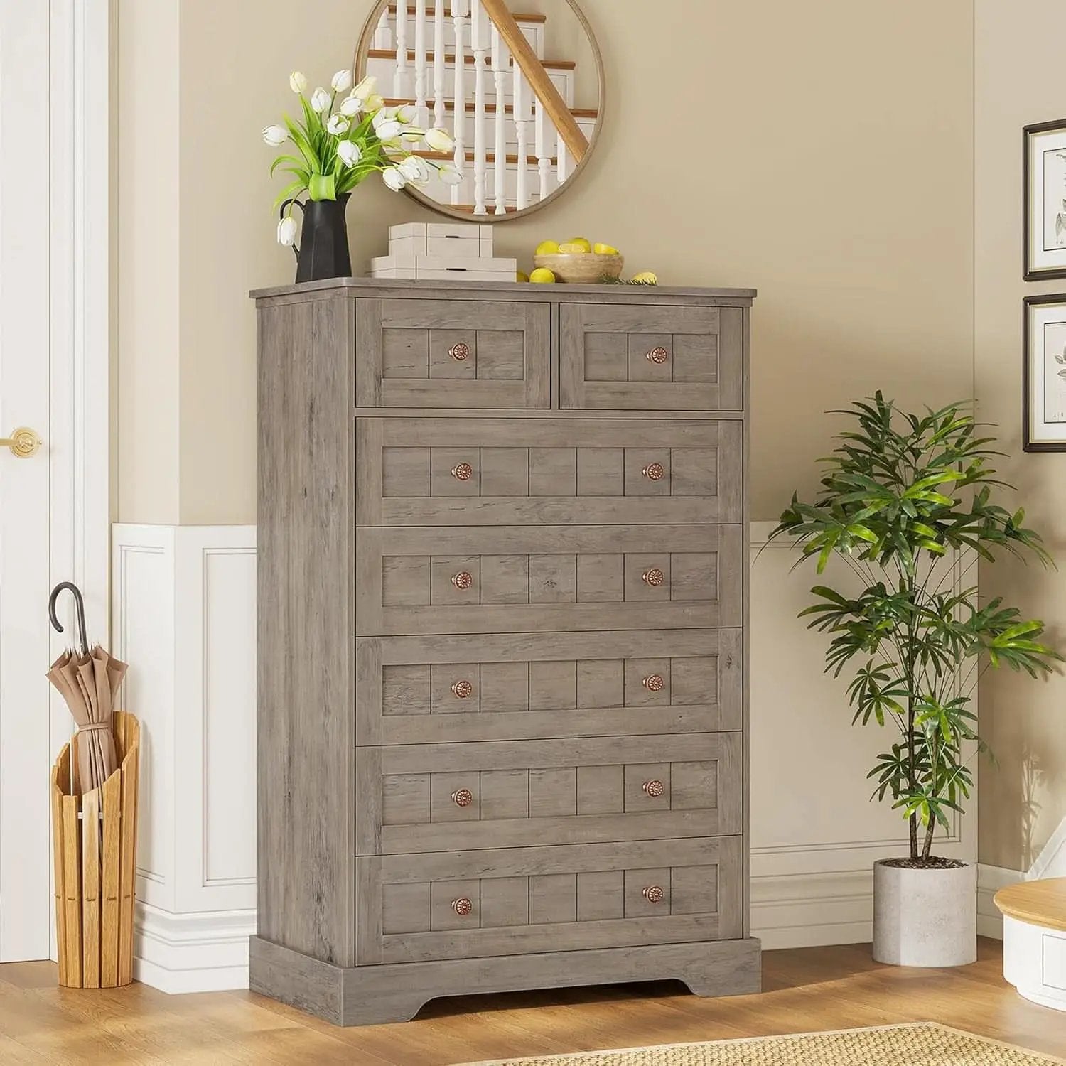 Black 51In Farmhouse Dresser Storage Organization Drawers from PriceLows™